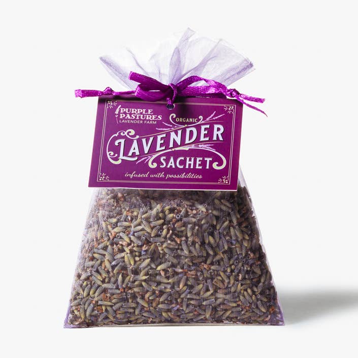 Organza Sachets with Organic Lavender - Case of 50 for wholesale by Purple Pastures Lavender Farm, Inc.