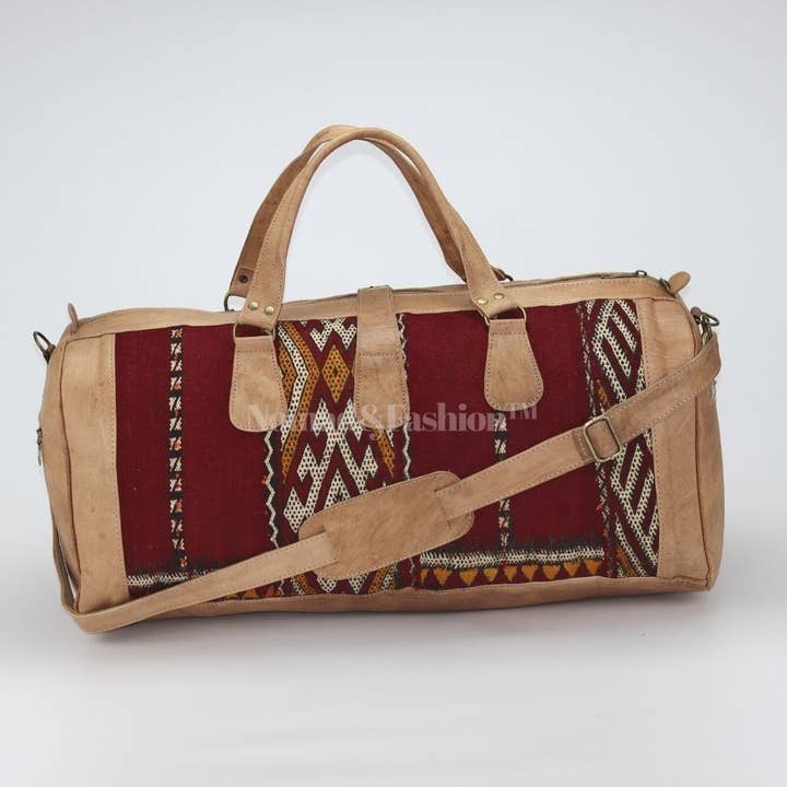 Mala de viagem Aventura Pele Com Kilim Travel Mala Duffle Ombro Saco Weekender Mala Tribal Bohemian Style Cor Natural por atacado de NOMAD&FASHION