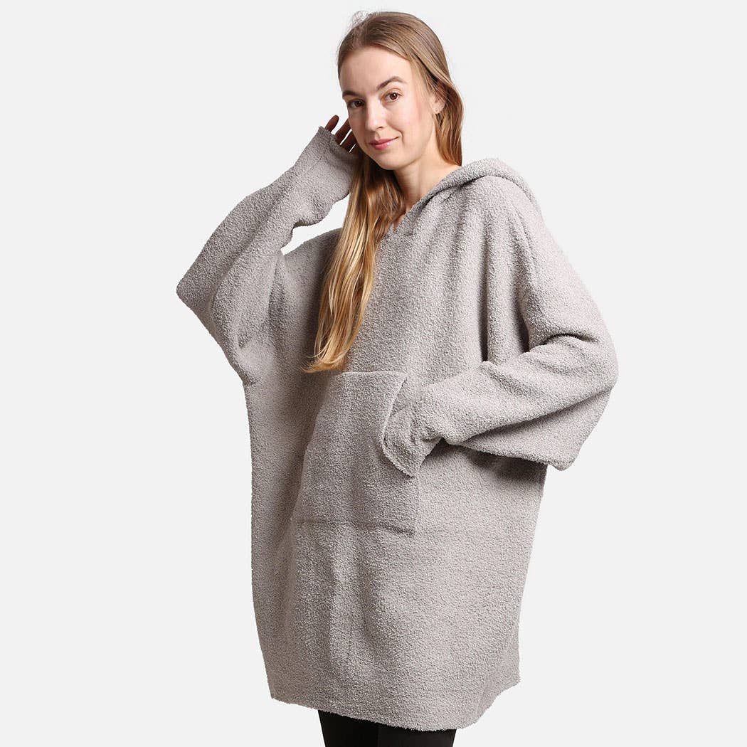 Fashion City - Wholesale Hoodie - Dames - Dames zachte wintertrui met capuchon en zak in effen kleur4