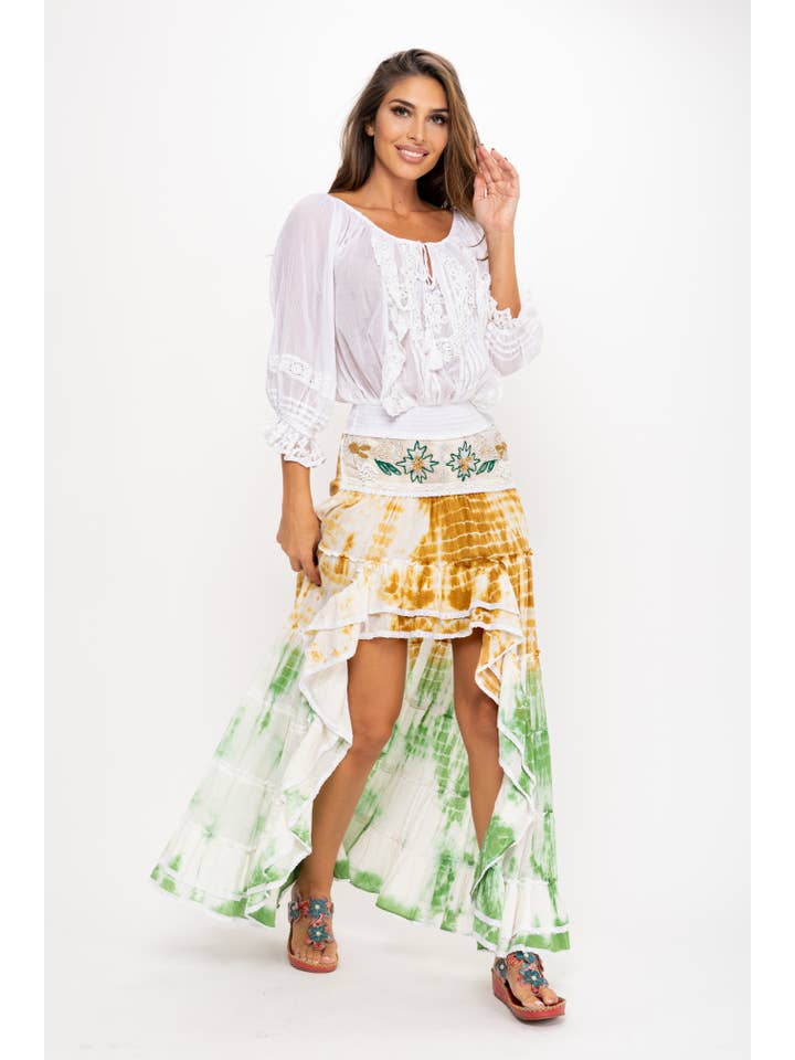 Green Tye Dye Skirt Sh7088Tu for wholesale on Faire