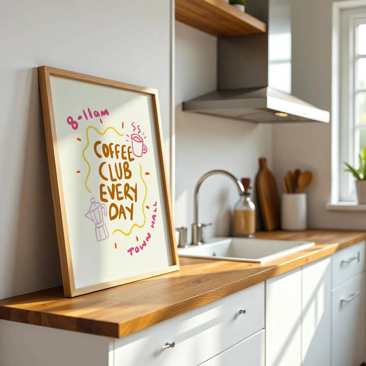 Coffee Club Doodle Poster for wholesale by Mother & Sun Studio
