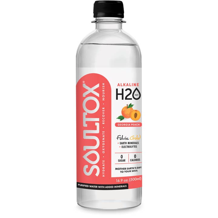Lucky Soul - Wholesale Sparkling Water - SOULTOX 10PH Vitamin/Mineral Recovery Water -Georgia Peach