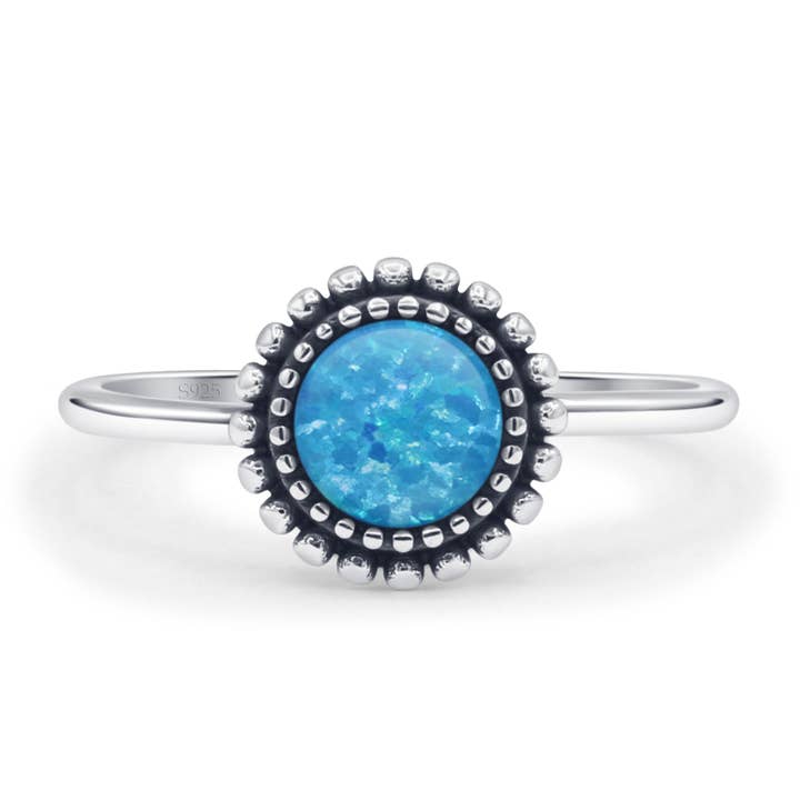 Runde laboratoriefremstillede blå opalperleringe for engroshandel hos Blue Apple Imports