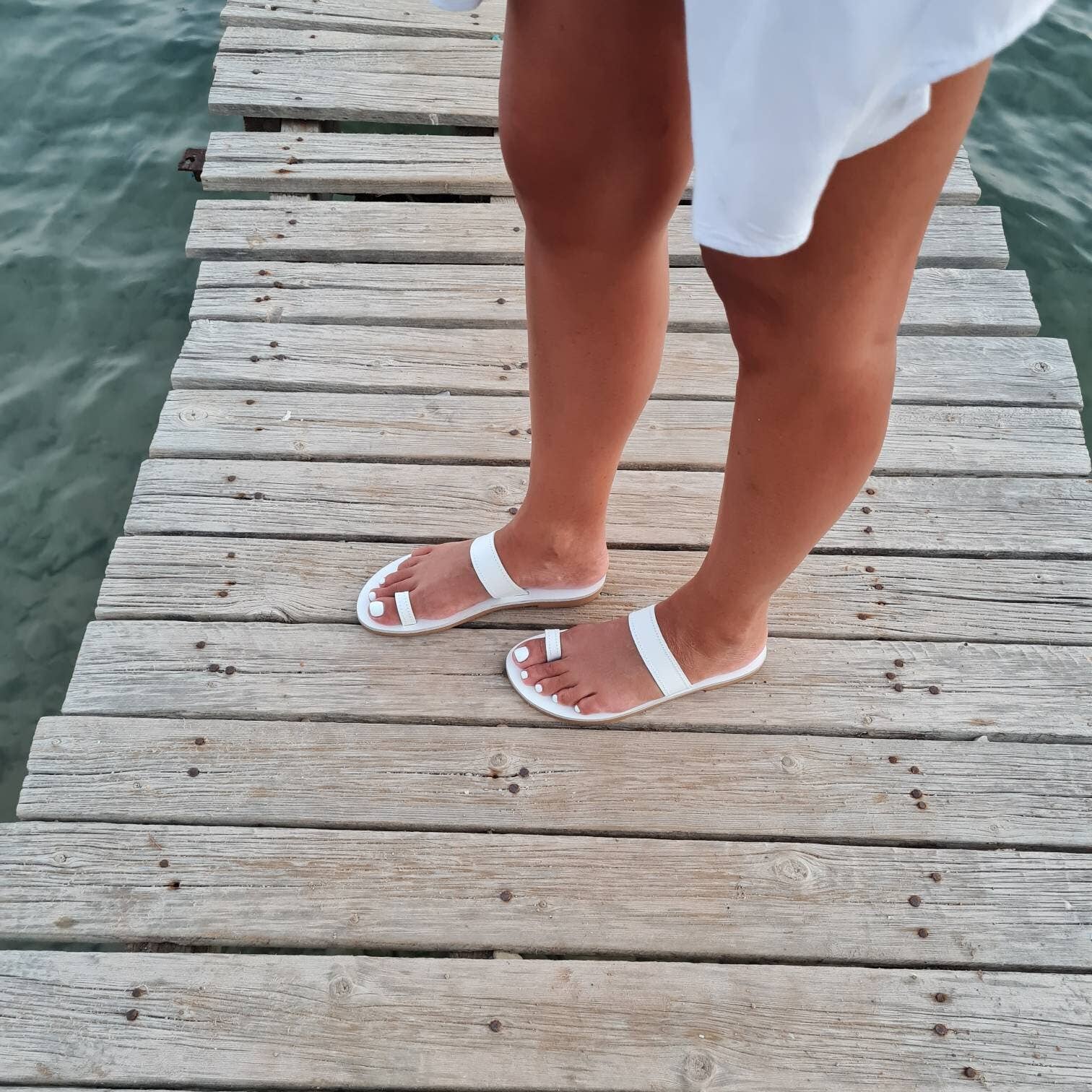 Madammeshushu - Vente Sandales – femme - Sandales grecques à enfiler avec anneau d’orteil pour femmes, tongs pieds nus4