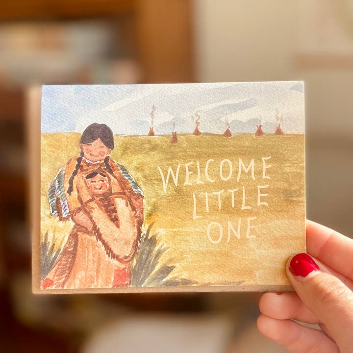 Little Salt Wagon - Wholesale Baby Card - Welcome Little One Baby Native American Indian Greeting Card