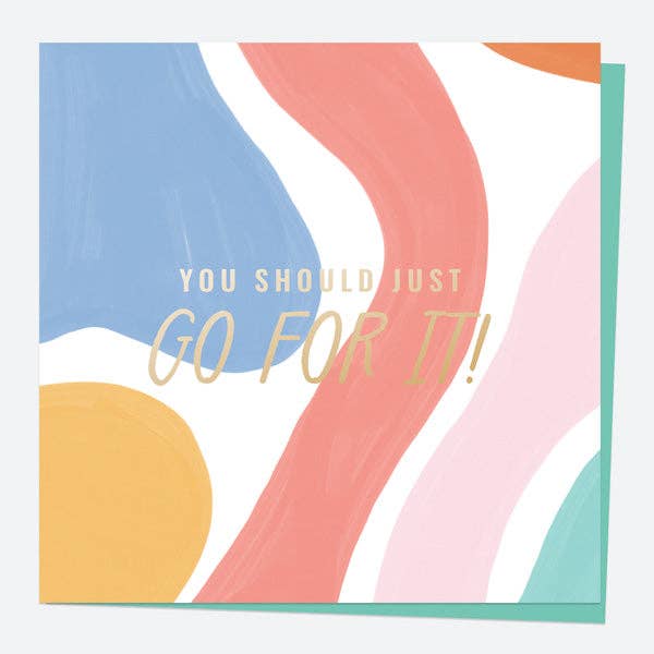 Luxury Foil Good Luck Card - Abstract Colours - Go For It for wholesale by Dotty About Paper