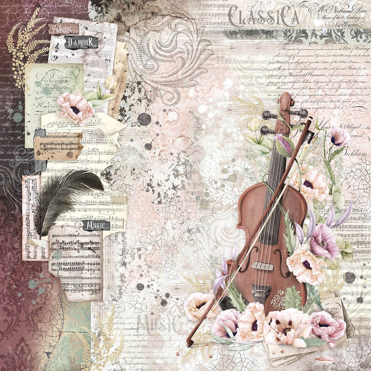 Ecstasy Crafts Distributing - Wholesale Scrapbook - Ciao Bella Cygne Noir Paper Pad 12x12 12/Pkg4