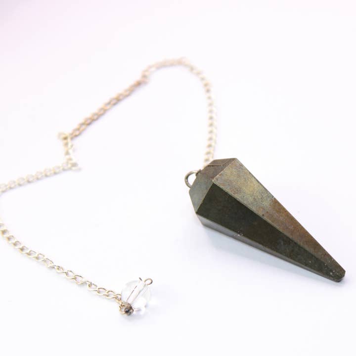 Mystical Pyrite Crystal Pendulum – Perfect for Energy Workers & Spiritual Gifts for wholesale by EC Plugs and Gems