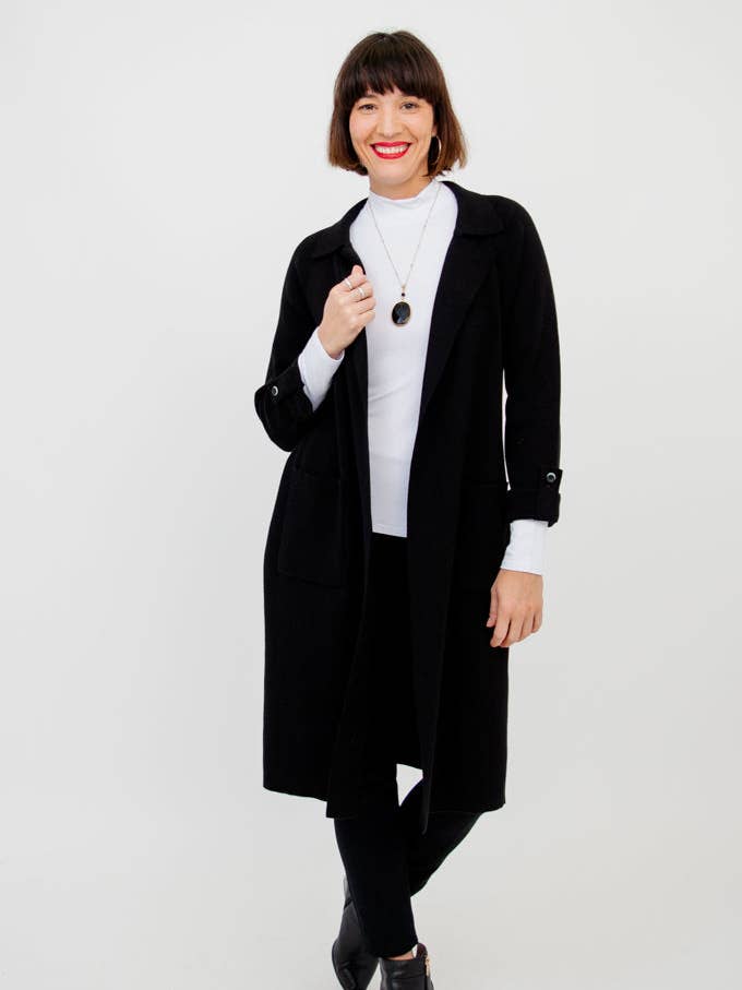 Veste Delaney, noire, coton pour la vente par Blue Sky Clothing Co LLC