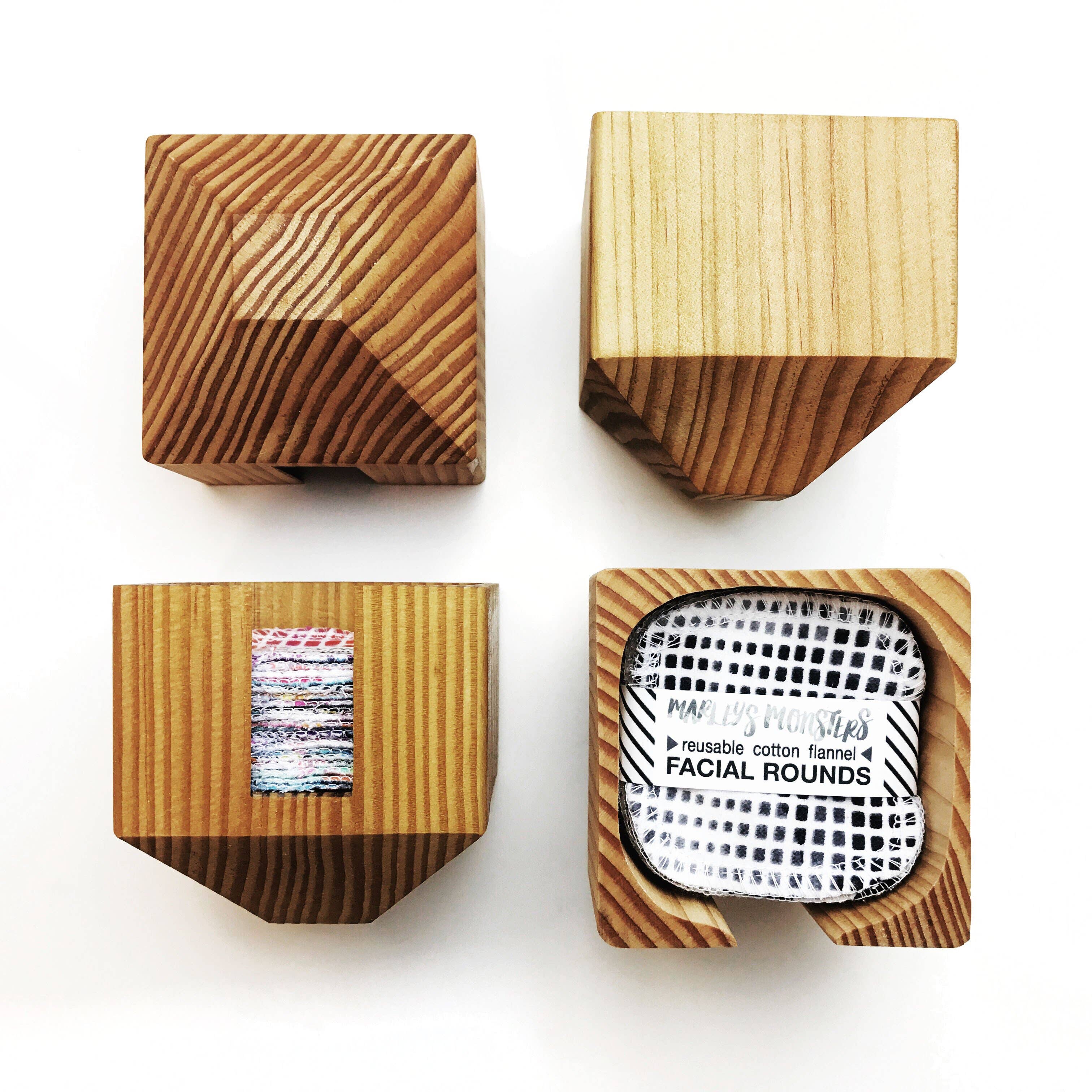 Marley's Monsters - Wholesale Face & Body Wipes - Facial Rounds Container: Wood - Set of 63