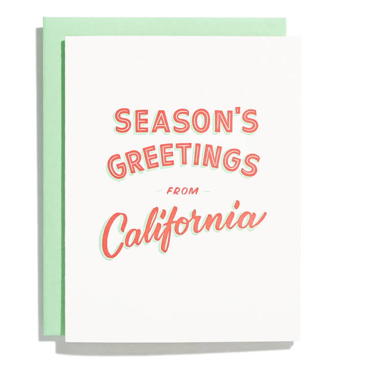 California Season's Greetings - Letterpress Greeting Card for wholesale by Shorthand Press