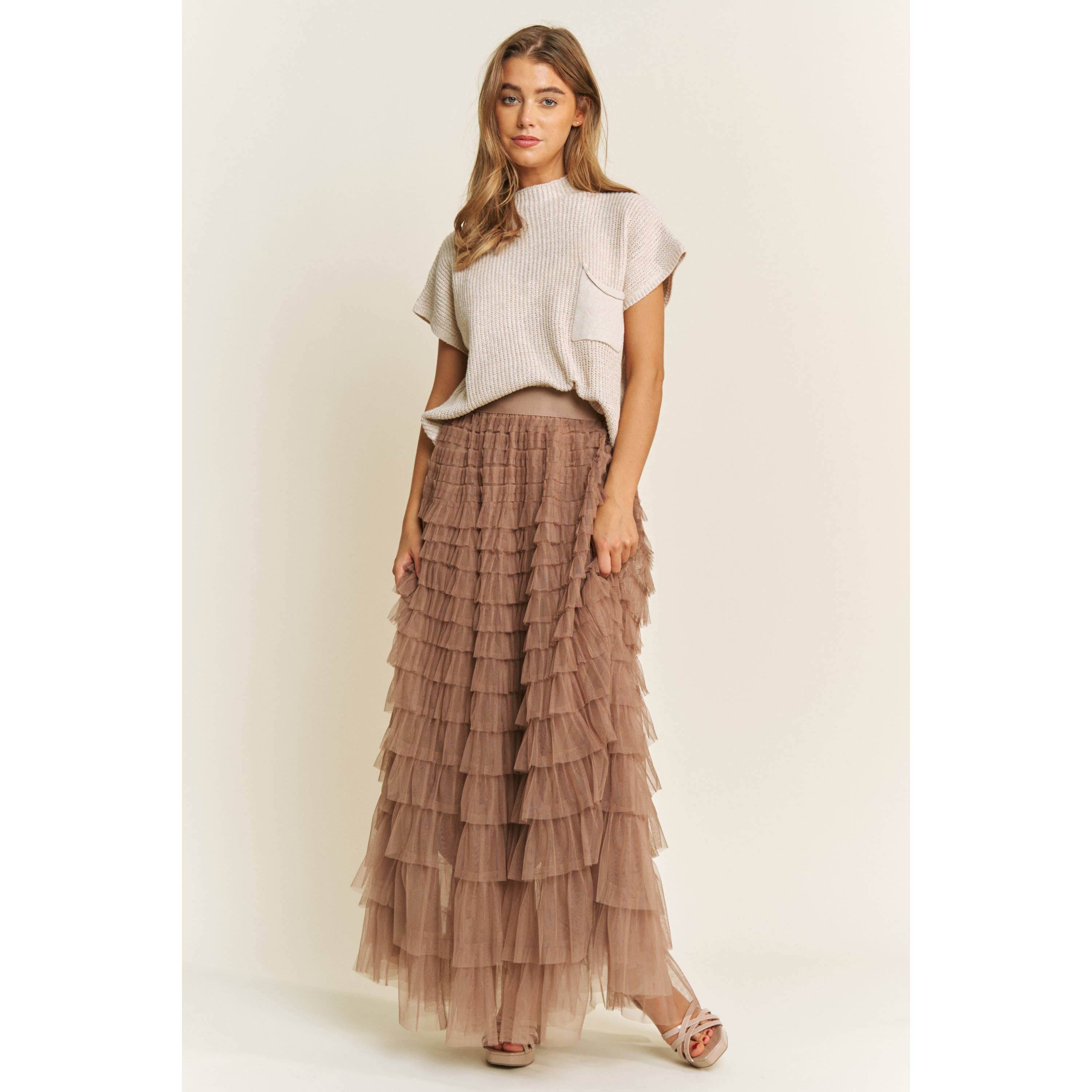 Sweet Generis - Wholesale Skirt - Women's - CASCADING TULLE MESH TIERED MAX SKIRT7