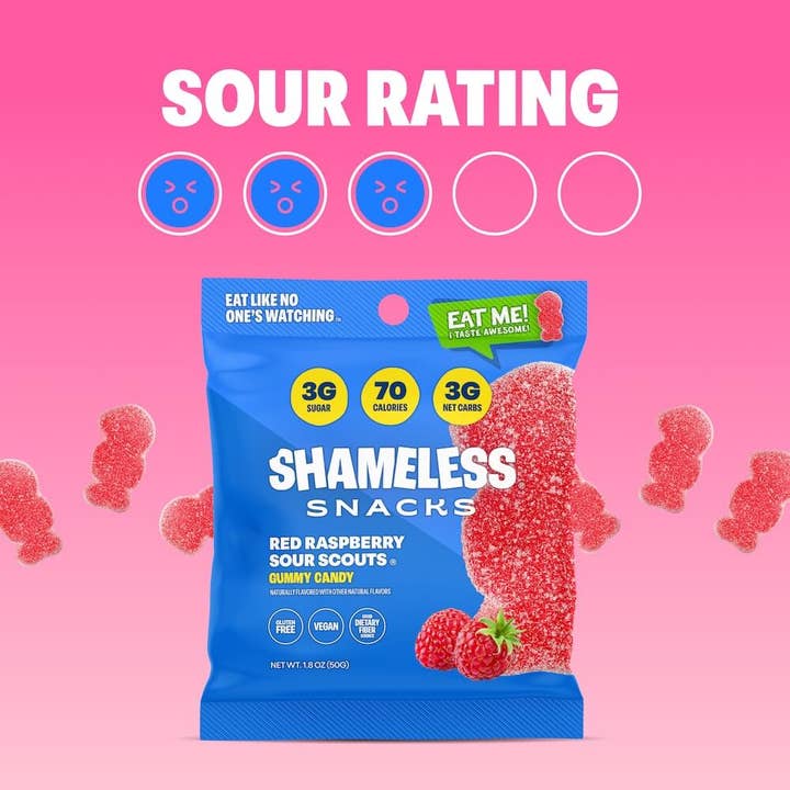 Shameless Snacks - Wholesale Gummy - Raspberry Sour Scouts8