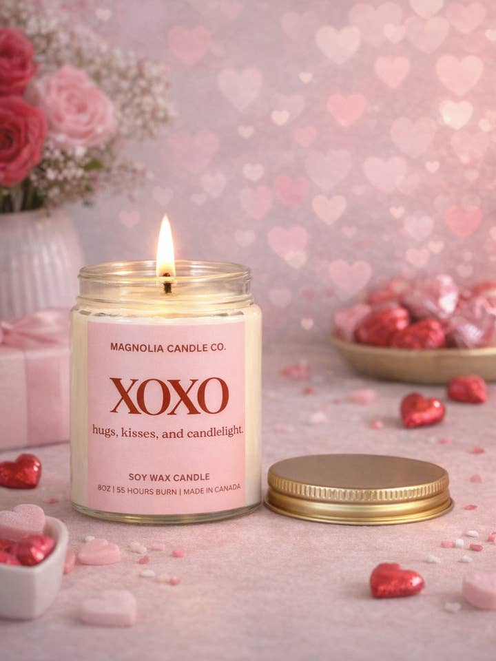 XOXO, Valentine's Day Special Candle, 8oz Soy Wax for wholesale by Magnolia Candle Company