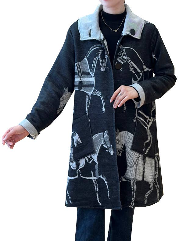 Winding River - Wholesale Coat - Women's - Equestrian Black/White Reversible Coat – Trotter Collection0
