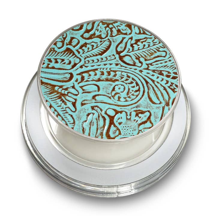 Twisted N Turquoise - Vendita all'ingrosso Impugnatura per smartphone - Impugnatura per telefono MagSafe in pelle lavorata color verde acqua0