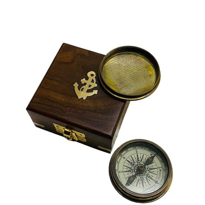 Brass Poem Compass Marine Pocket Compass for wholesale by Arts King
