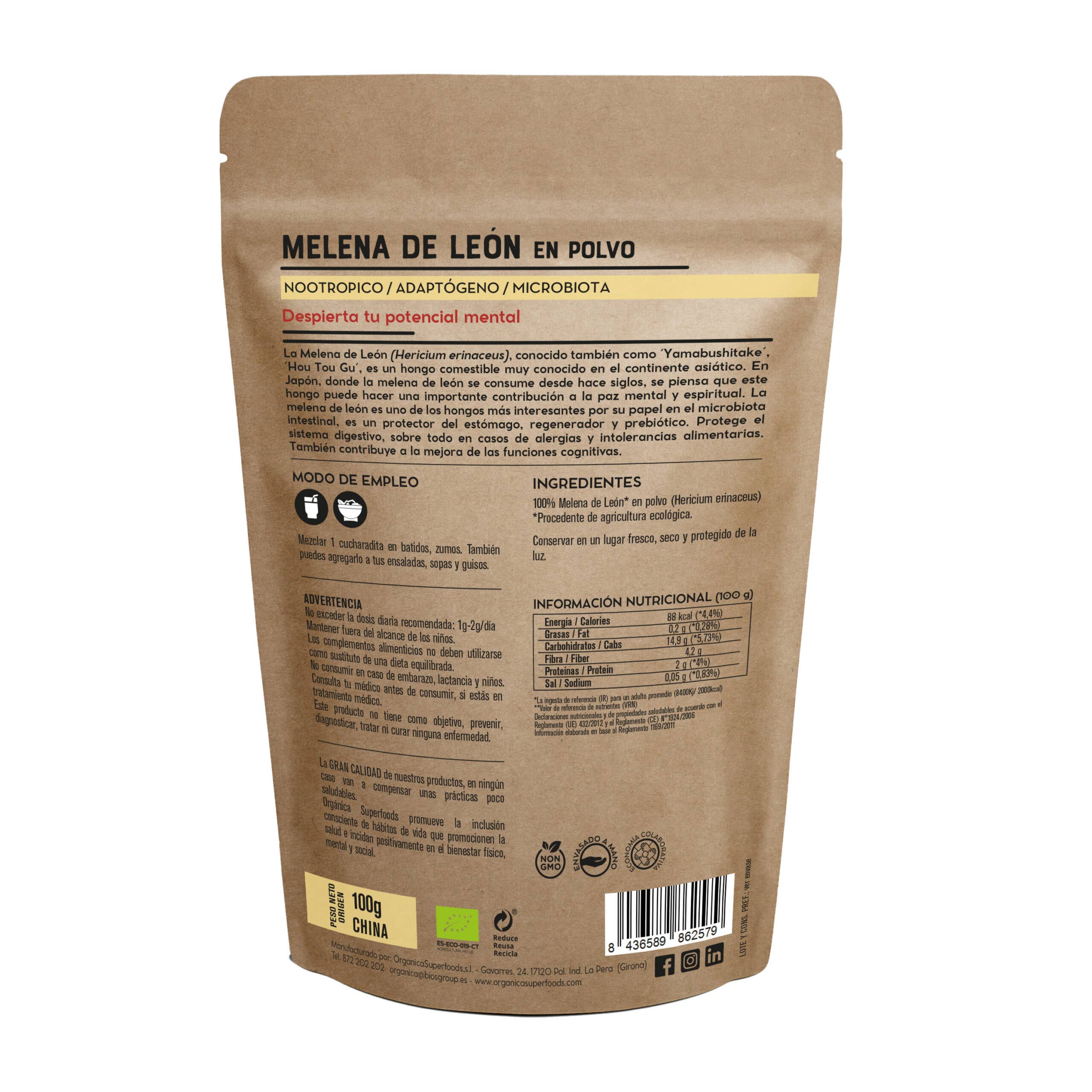 Orgánica Superfoods SL - Wholesale Protein/Superfood Powder - Organic Lion's Mane powder - 100g1