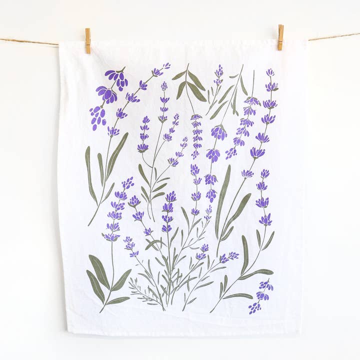 Lavender Tea Towel for wholesale by Highland Ridge | Handmade Home Decor