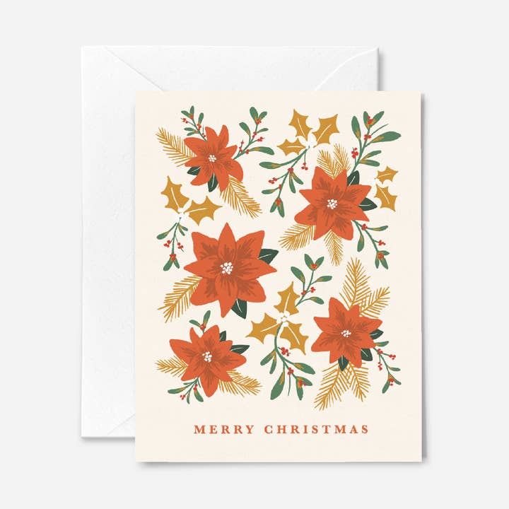 Peachy Poinsettias Card for wholesale by Solmade Studio