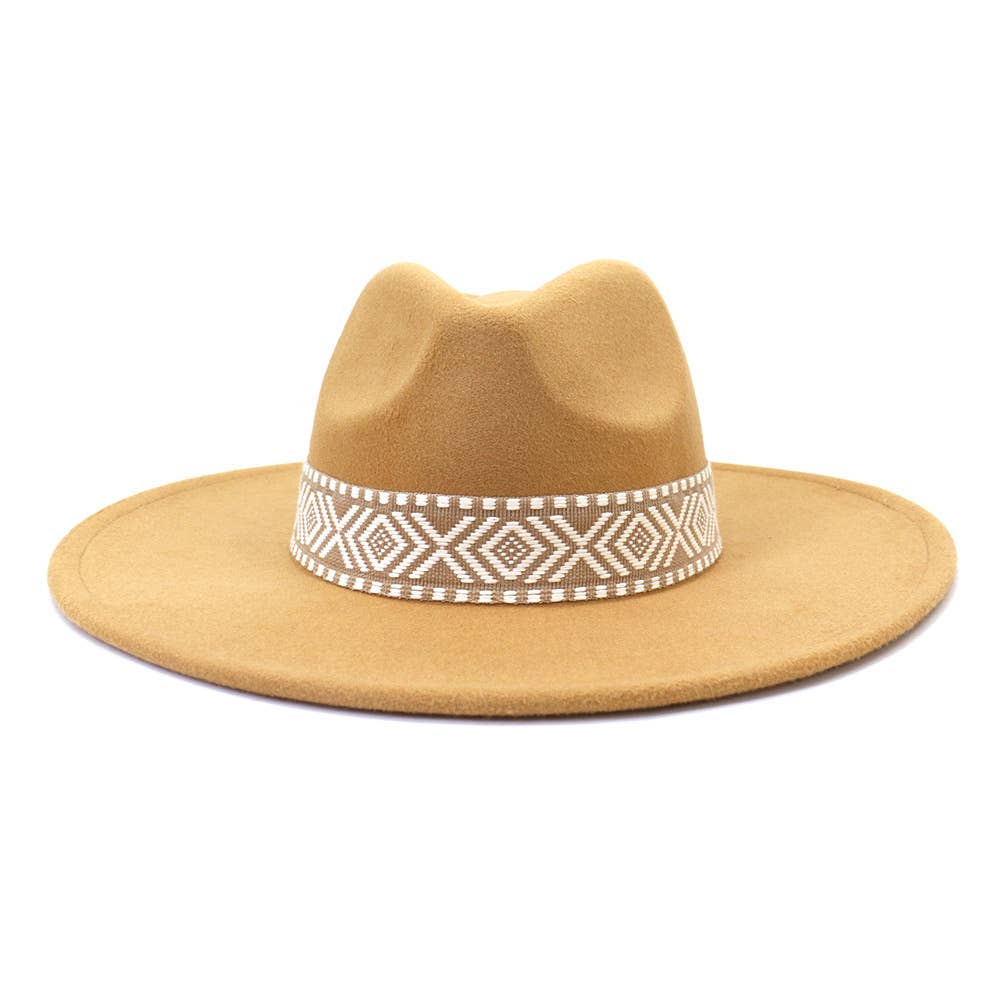 Suzie Q USA - Wholesale Fedora - Women's - Big Brim Peach Heart Top Aztec Pattern Belt Jazz Hat11