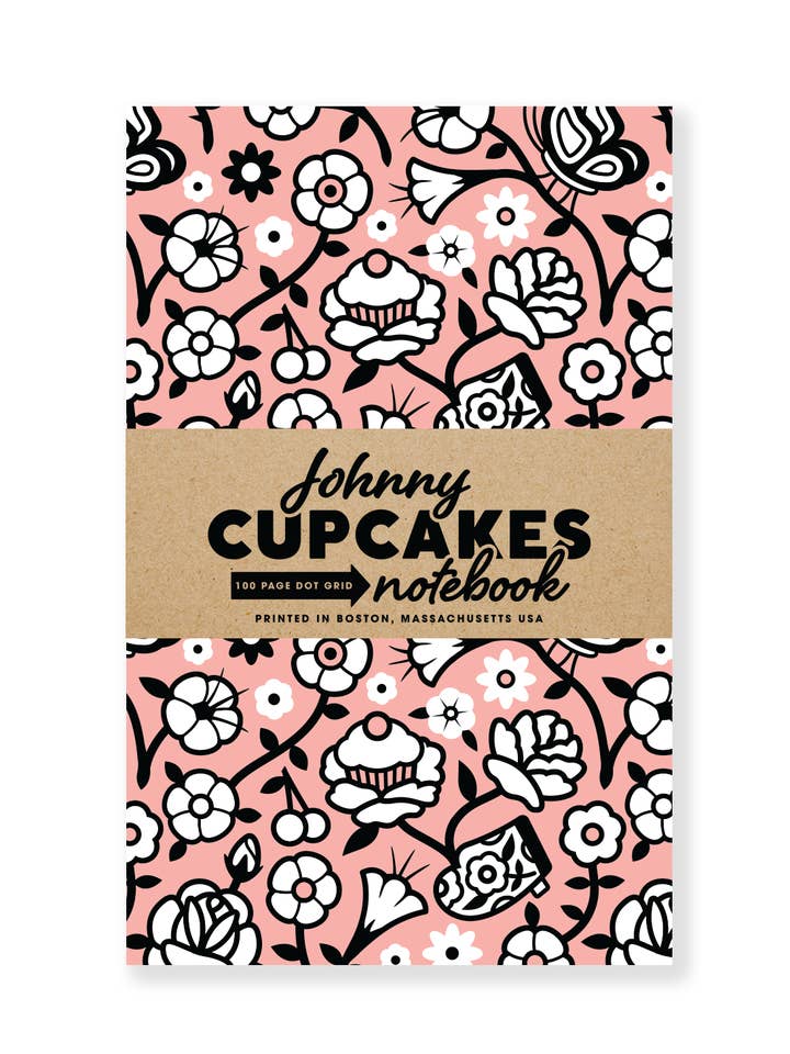 Peachy Floral Notebook - 100 Page Dot Grid for wholesale by Johnny Cupcakes