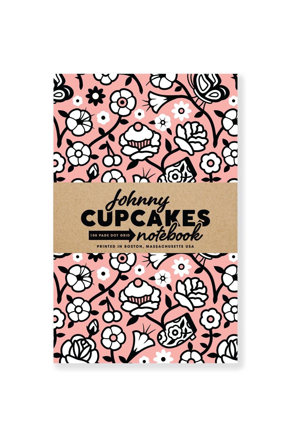 Peachy Floral Notebook - 100 Page Dot Grid for wholesale by Johnny Cupcakes