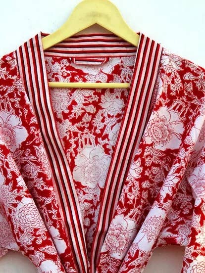 GYPSY STUDIO – Engroshandel Morgenkåbe - Dame – Bloktryk Kimono Kjoler Brudepige Kimono Kjole Blomster Kimono Kjoler