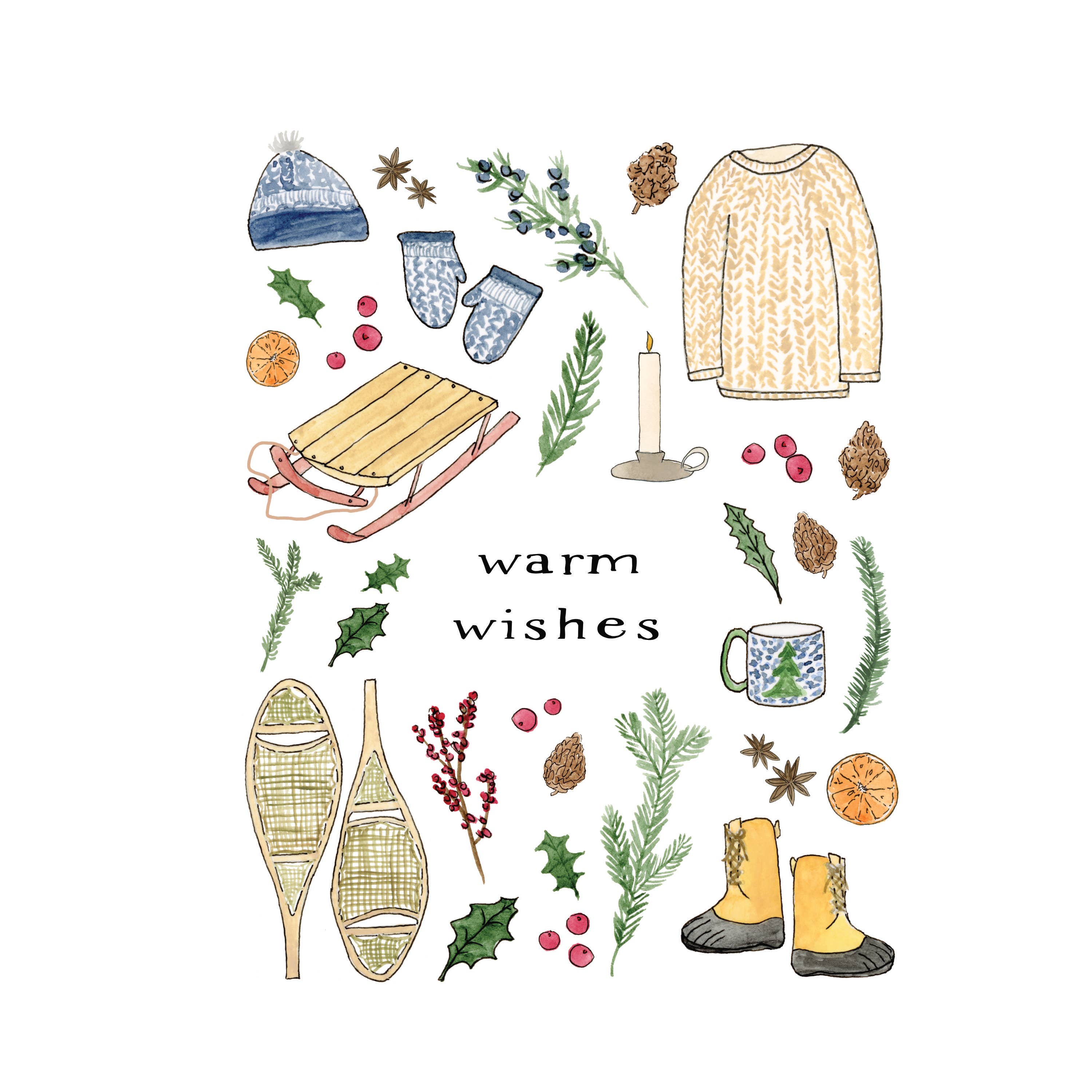 Sarah Wormann Art - Wholesale Season's Greetings Card - Warm Wishes - Holiday Greeting Card - Cozy Collection1