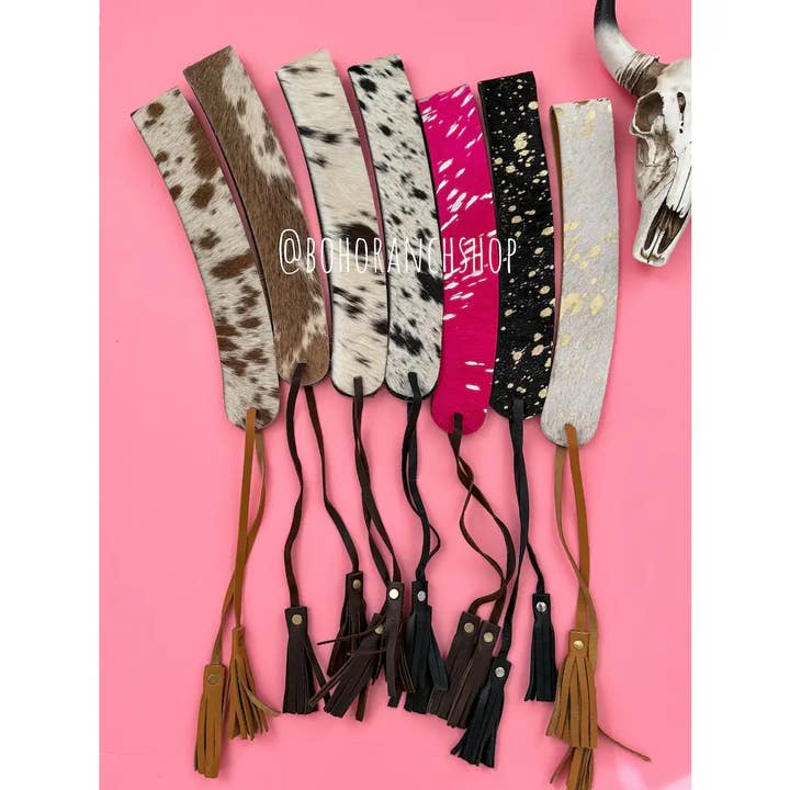 Boho Ranch Shop - Wholesale Hat Accessory - Women's - 1” COWHIDE HAT BAND Leather Hat Band leather ties