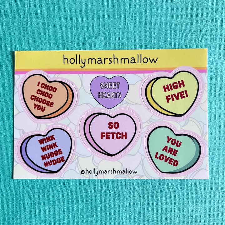 Sweet Hearts Aufkleberblatt für den Großhandel von hollymarshmallow