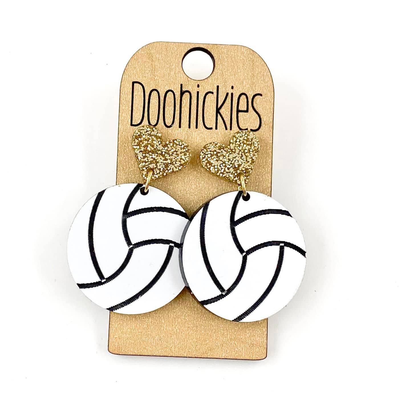 Doohickies - Vendita all'ingrosso Orecchini pendenti - Ciondoli da pallavolo personalizzati I Heart da 1,9" - Orecchini sportivi9