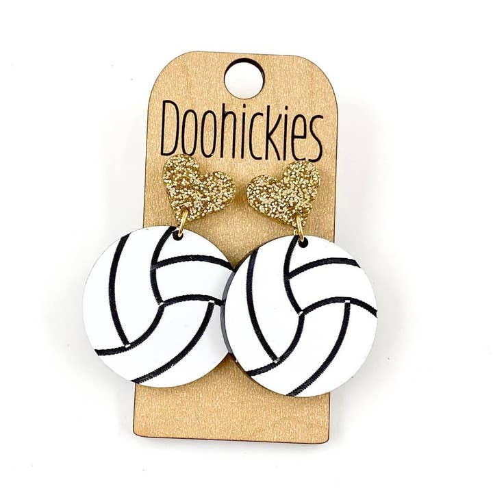 Doohickies - Vendita all'ingrosso Orecchini pendenti - Ciondoli da pallavolo personalizzati I Heart da 1,9" - Orecchini sportivi9