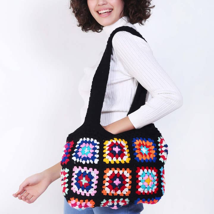 Women's Crochet Granny Square Handbag for wholesale by Miniapparels