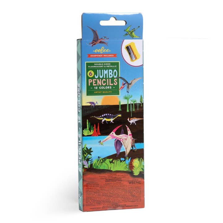 Just Imagine Toys – wholesale Coloured pencil – eeBoo Dinosaur 6 Jumbo Double-Sided Pencils