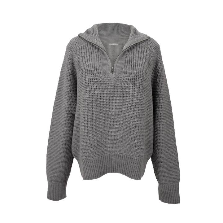 Wren merino quarter zip pullover - Haze for wholesale by Maison Mikumo
