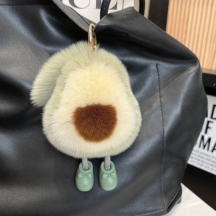 Plush Looks – wholesale Keychain – Women's – Rex Rabbit Fur Cute Fluffy Avocado Keychain3