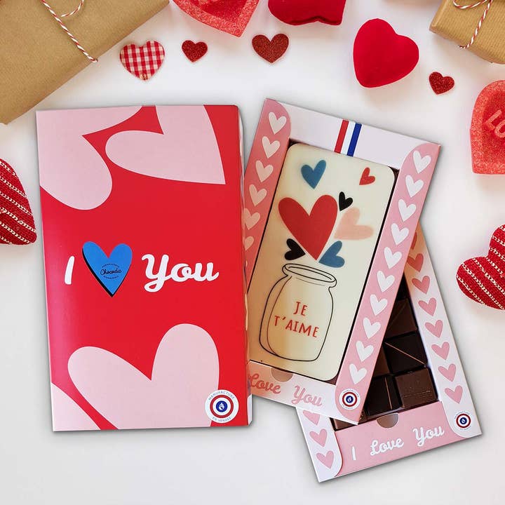 Duo chocolate box with personalized bar - Valentine's Day for wholesale by CHOCODIC