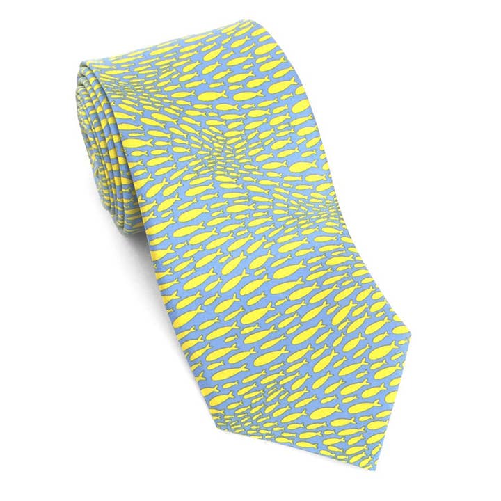 School of Fish zijden stropdas voor wholesale door Josh Bach Limited