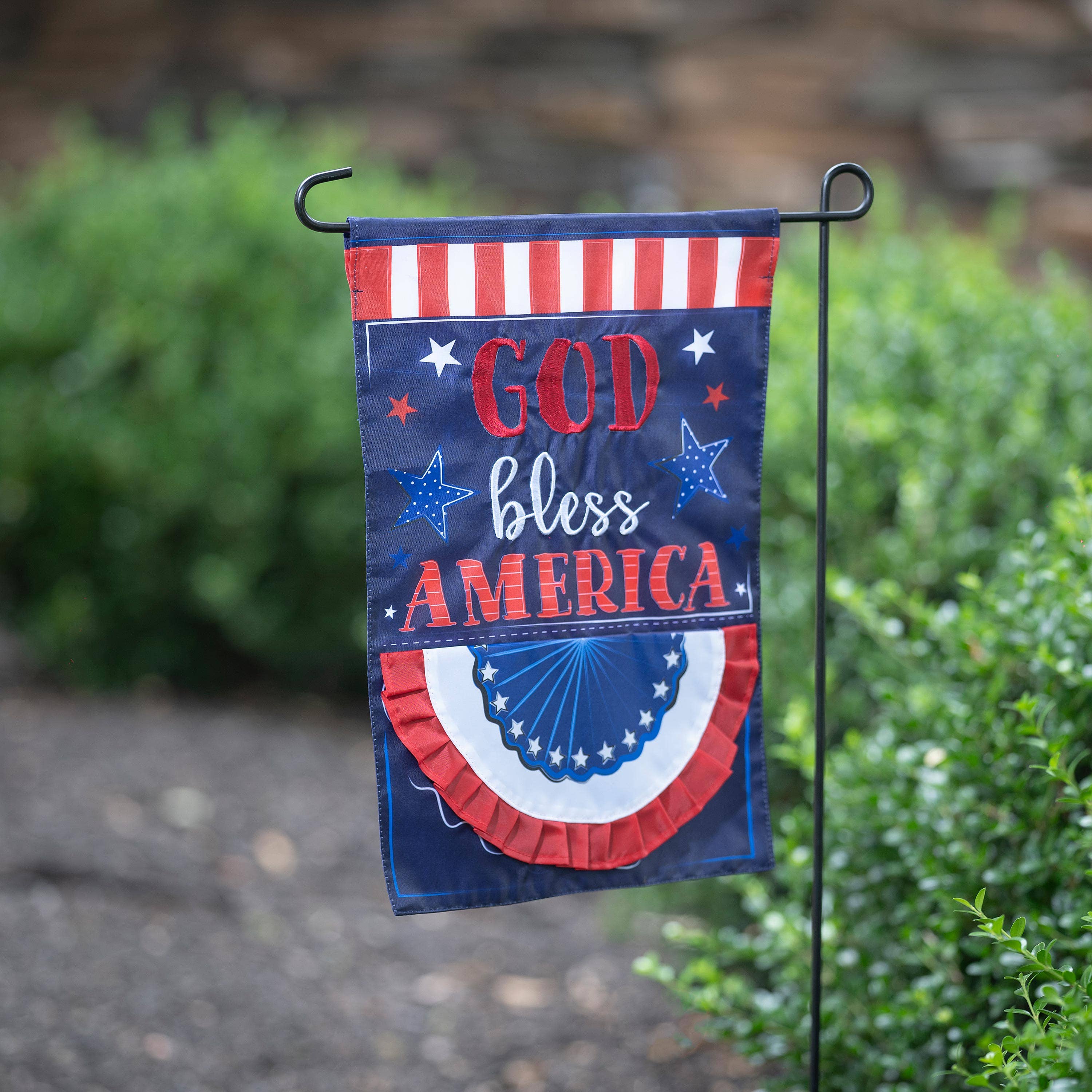 Evergreen Enterprises - Wholesale Flag - Patriotic God Bless America Applique Garden Flag1