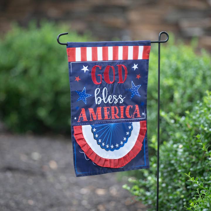 Evergreen Enterprises - Wholesale Flag - Patriotic God Bless America Applique Garden Flag1