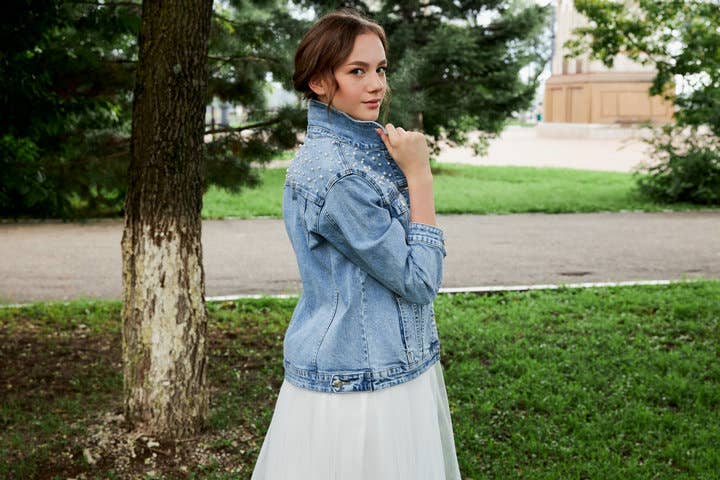 Simply Name It - Wholesale Denim Jacket - Women's - Blue Denim Jacket with Pearls4