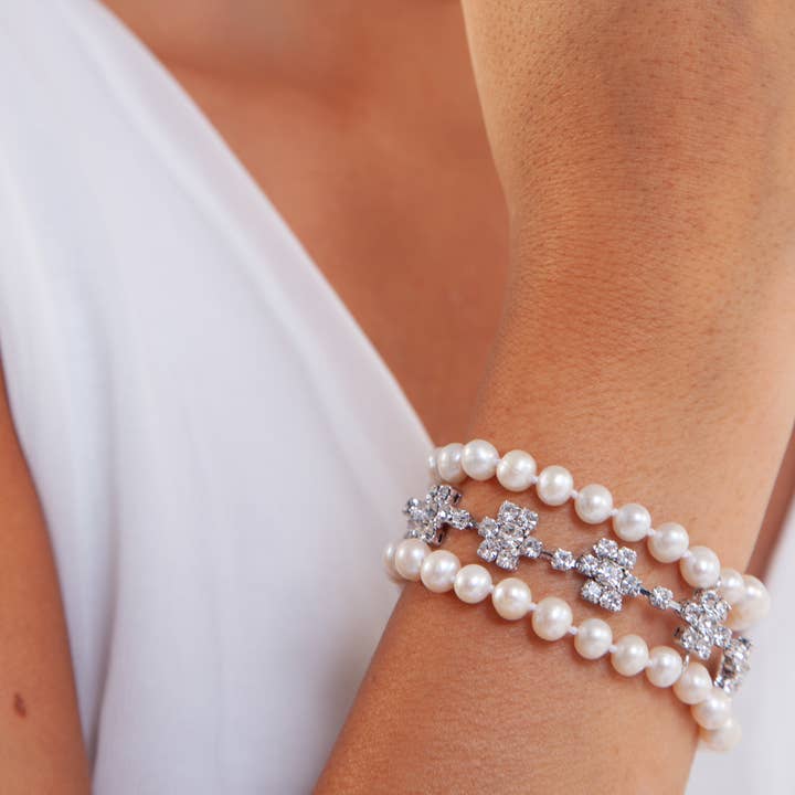 Bracciale Perle E Cristalli per la vendita all'ingrosso da parte di Jewels' Joy