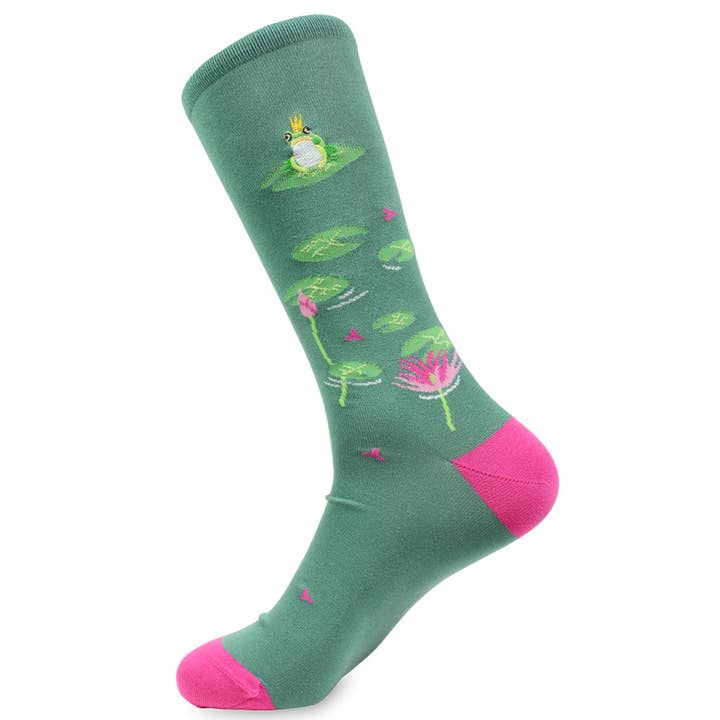 "Frog Legs" - Frog Prince Themed Fine Men's Socks for wholesale by Soxfords