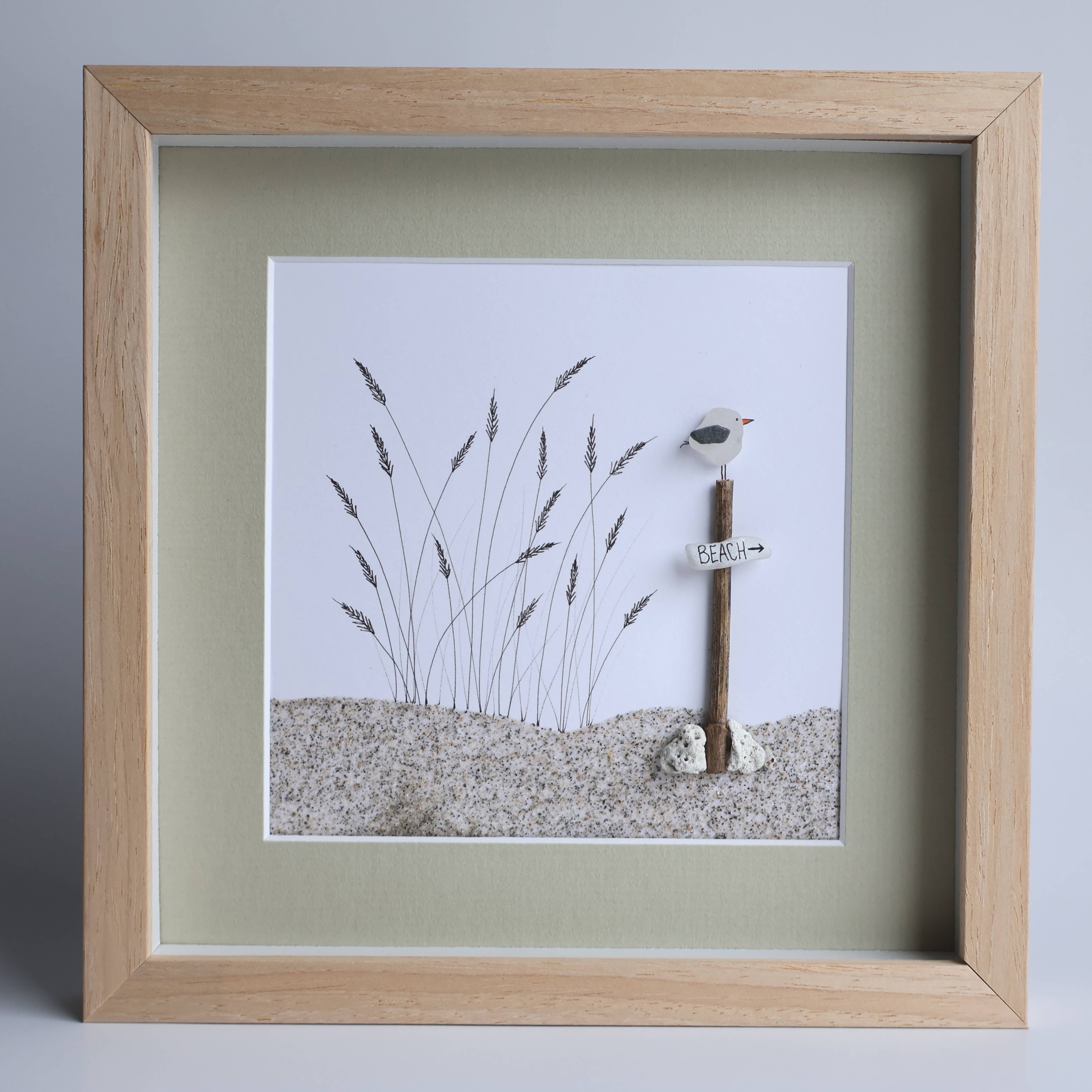 Driftsea Creations - Wholesale Sign - Sea Glass Seagull on a Beach Signpost2