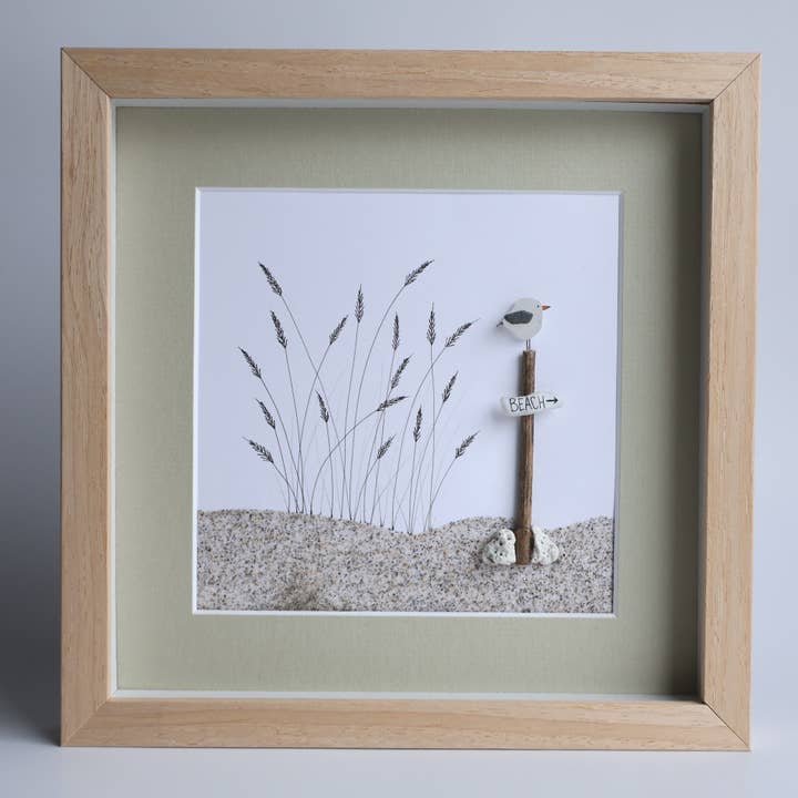 Driftsea Creations - Wholesale Sign - Sea Glass Seagull on a Beach Signpost2