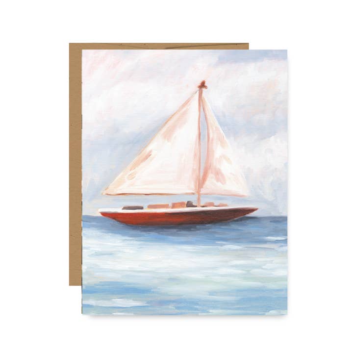 Jessica Frasz Studio - Wholesale Everyday Greeting Card - Coastal Sailboat ocean greeting Card
