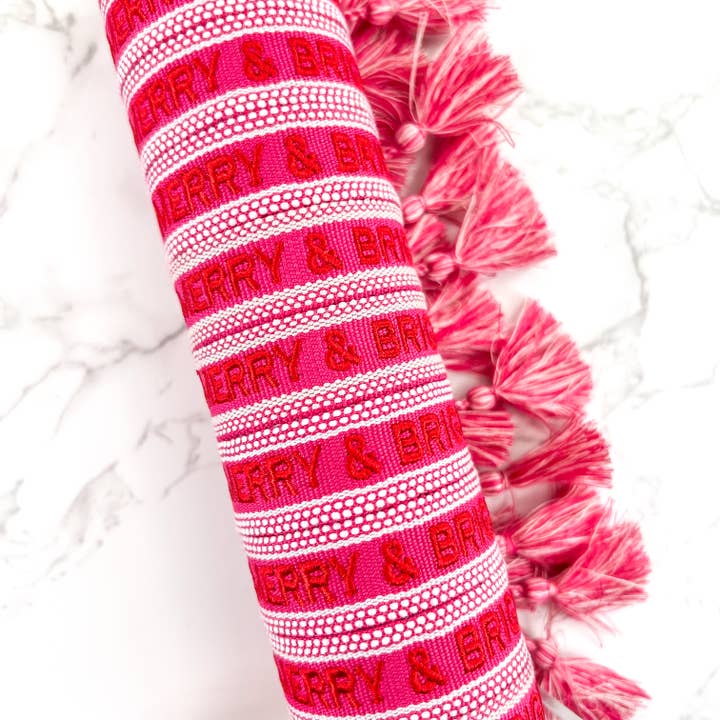 Merry & Bright Christmas Embroidered Bracelet for wholesale by Savvy Bling