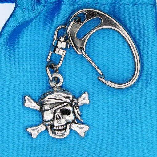 Pirate Skull and Crossbones Pewter Keyring for wholesale by Pageant Pewter