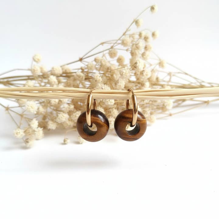 Örhängen Tigeröga Sten för wholesale av Produtos Namasté